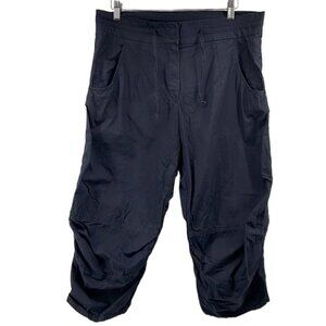 Annette Gortz crop pants cinched lagenlook black cotton elastic blend sz 10